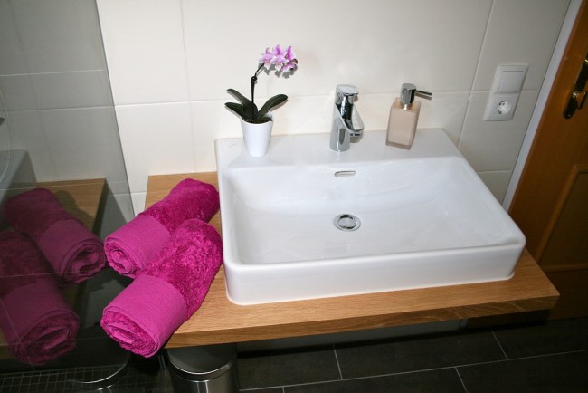 Edle Waschbecken im Appartement Family Room