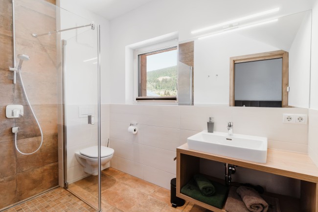 Badezimmer mit Dusche und WC